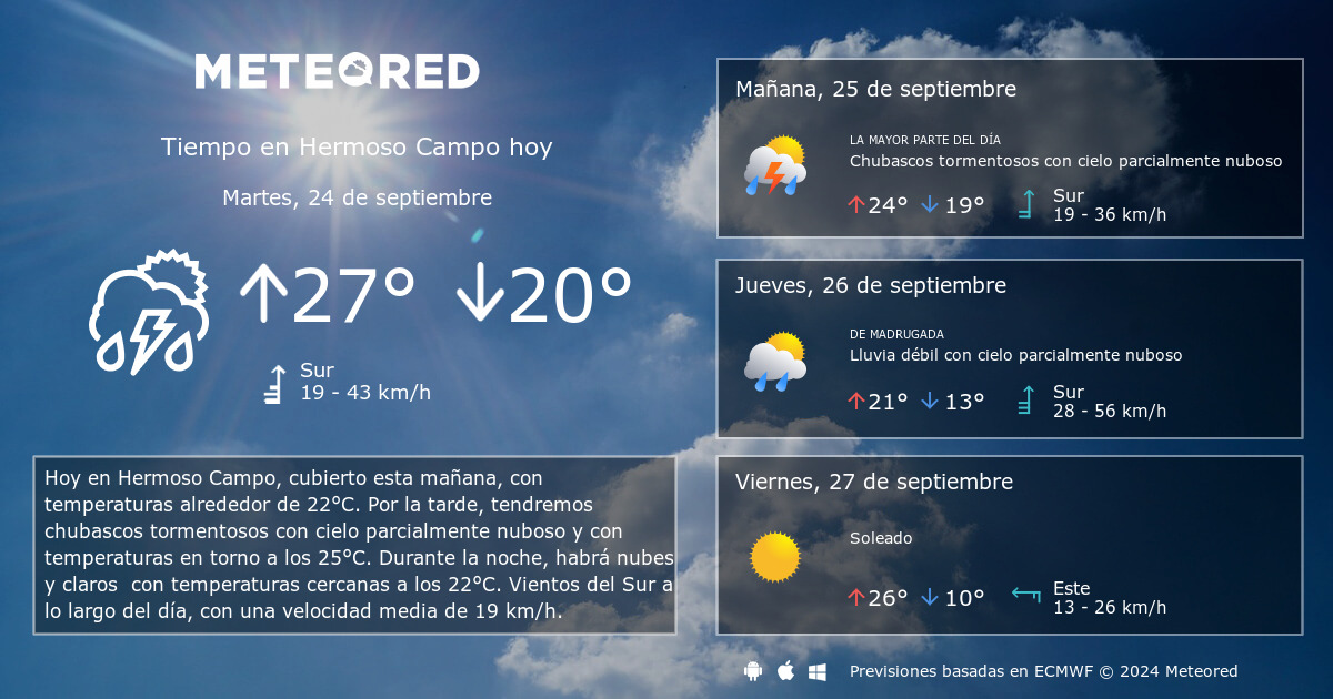 Tiempo en Hermoso Campo. Clima a 14 d as Meteored